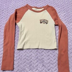Billabong Cream and Orange Long Sleeve Tee